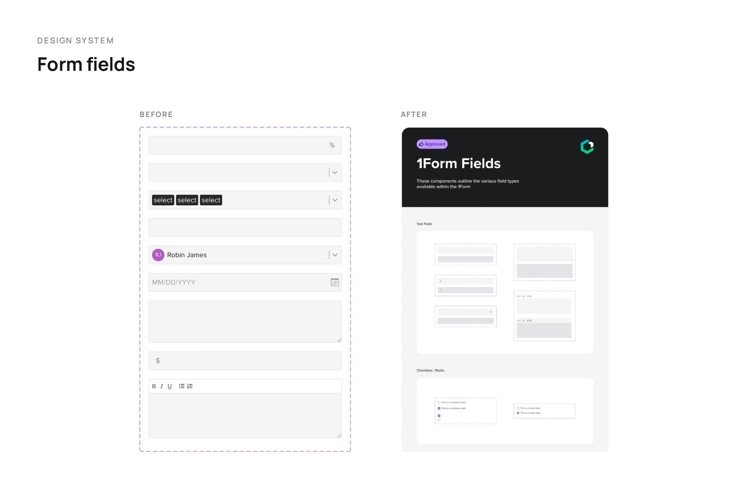 Form fields before and after: legacy fields beside the documented 1Form fields