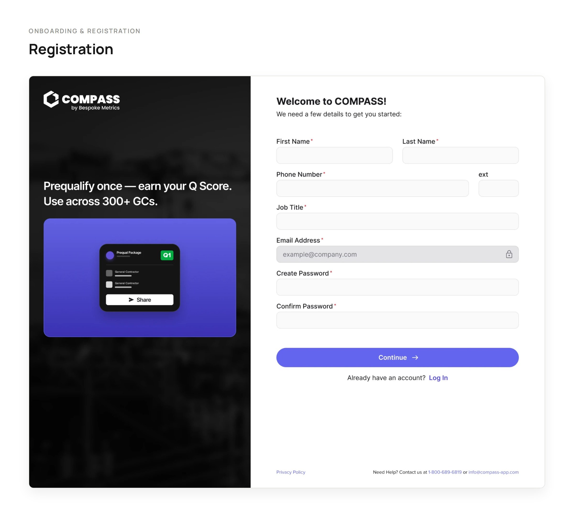 The new registration form, with a panel about earning a Q score once for 300+ GCs