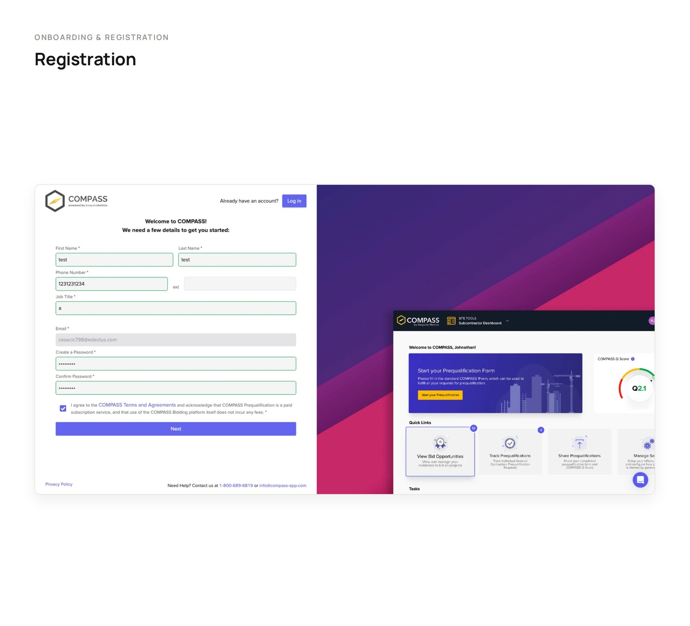 The old registration form, beside the same static screenshot